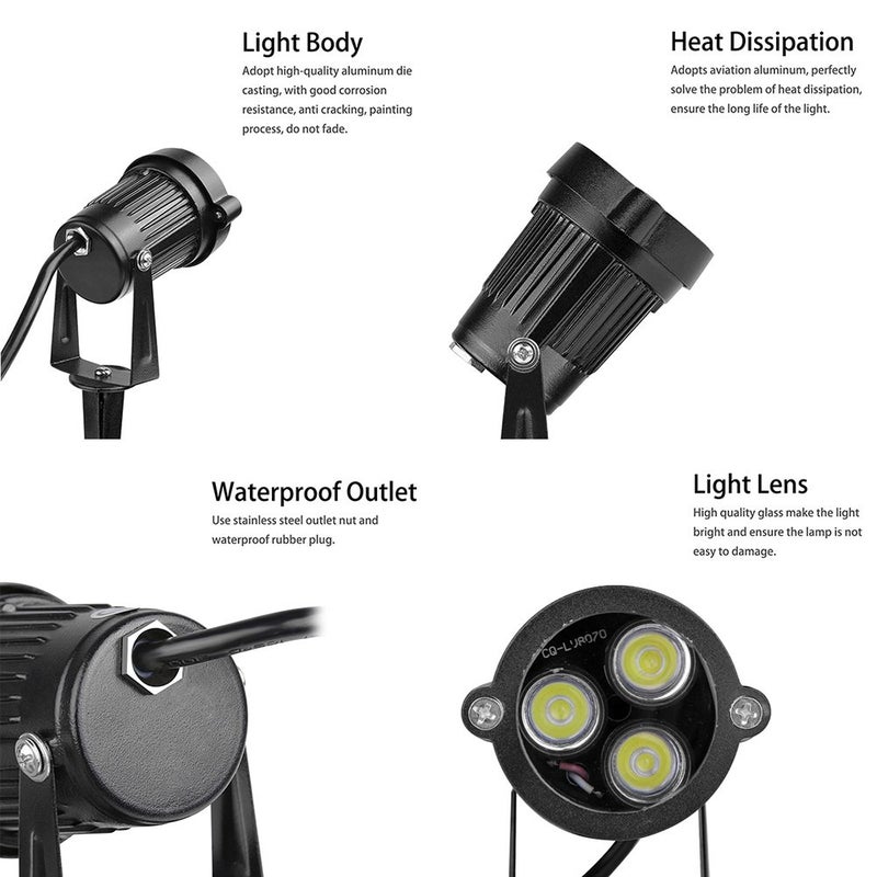 Lemonbest 2pcs LED Landscape Garden Wall Yard Path Pond Flood Spot Light Outdoor IP65 Decorative Lamp Cool White 12V - Image 4